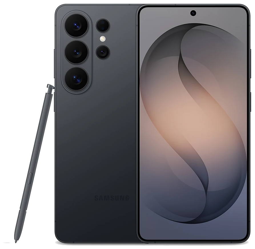 Galaxy S26 Ultra in Vorder- und Rückansicht mit S Pen